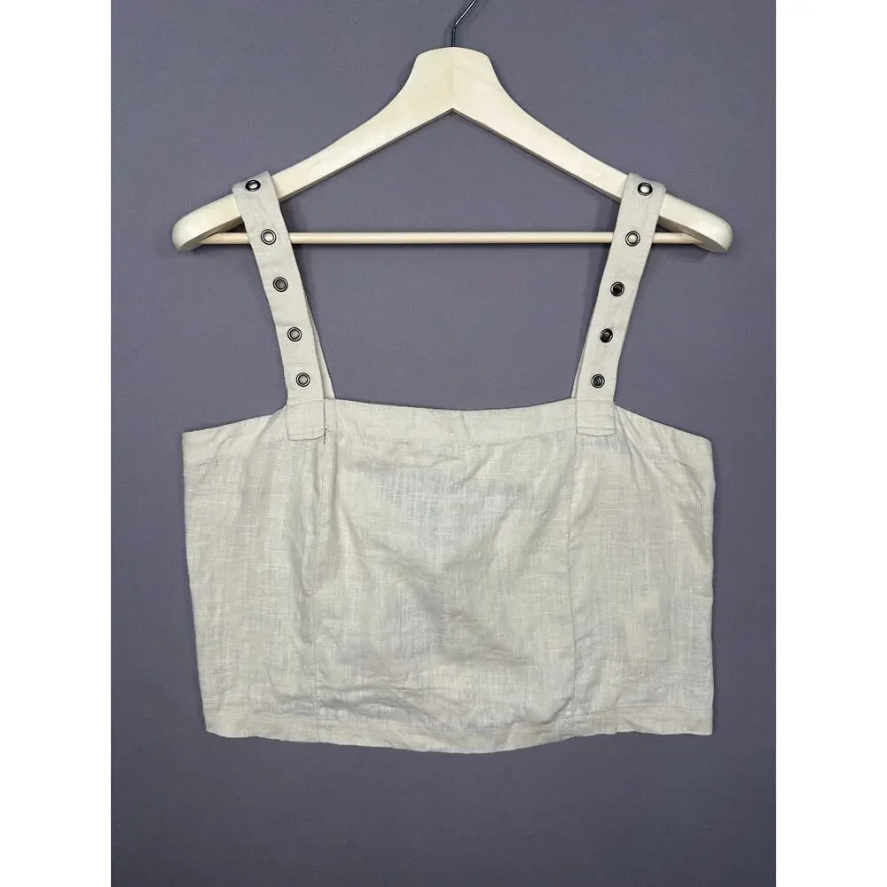 Free People Syd Grommet Tank Linen Cropped Size Medium NWT